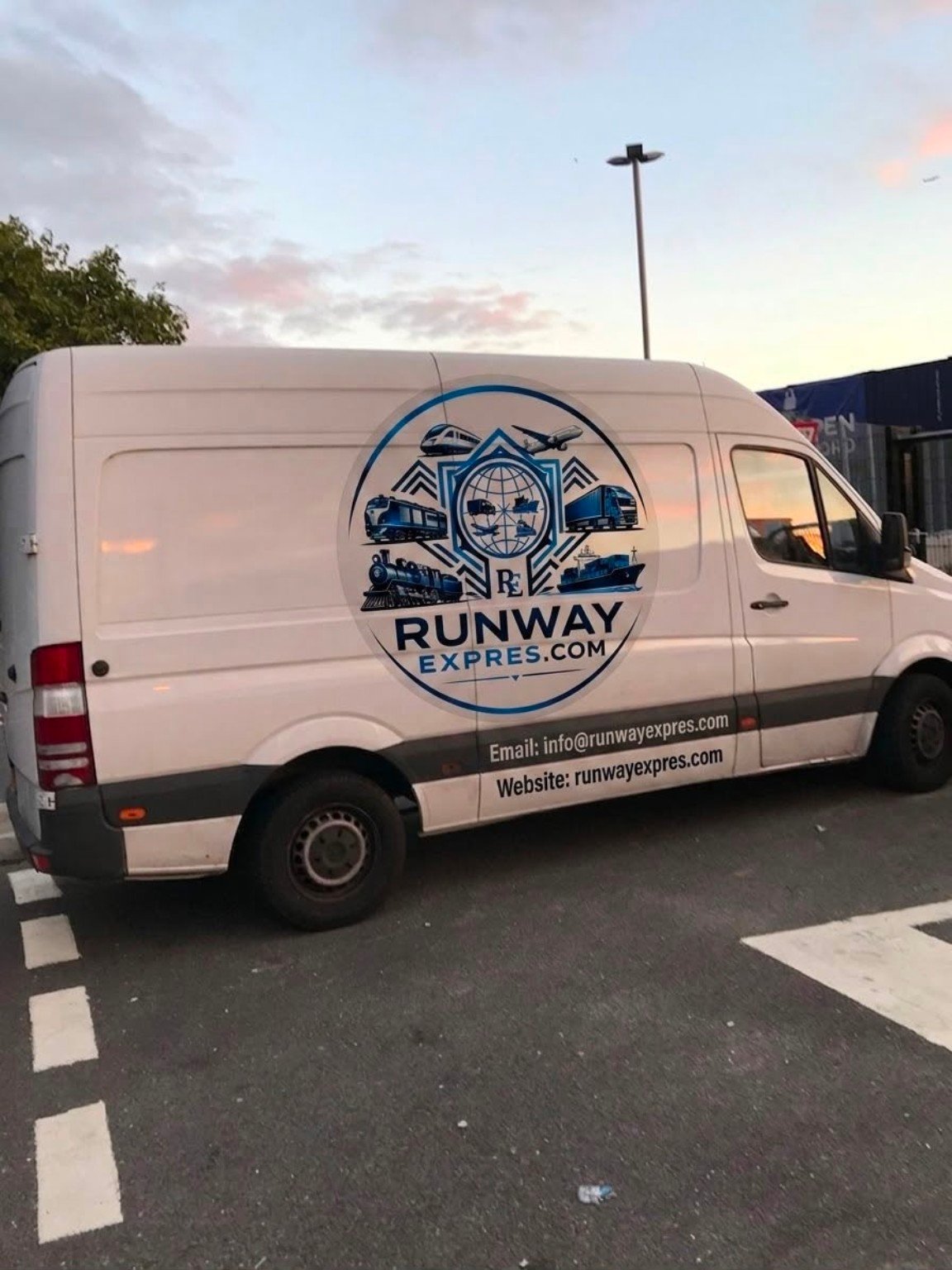 Road freight van supporting door-to-door logistics.